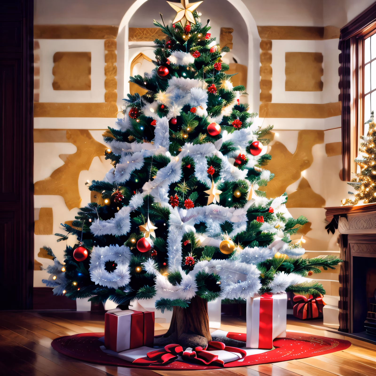 Decorated Christmas Tree Digital Painting QR Code for Greeting Cards — image 1