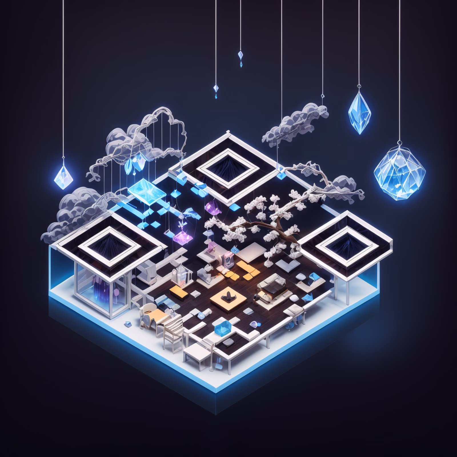 Isometric Dream Clinic Diorama QR Code for Posters — image 1