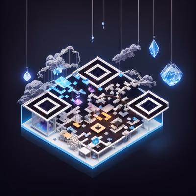Isometric Dream Clinic Diorama QR Code for Posters — image 1