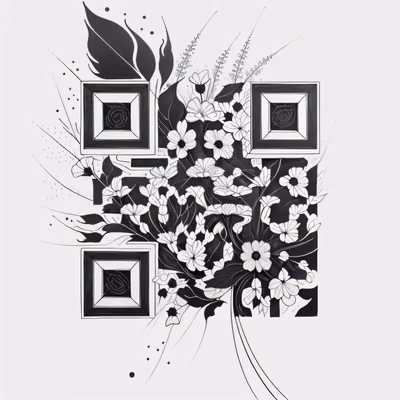 Wildflower Bouquet Ink Tattoo Flowers QR Code for Temporary Tattoos — image 1