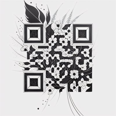 Wildflower Bouquet Ink Tattoo Flowers QR Code for Temporary Tattoos