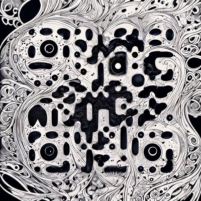 Many Eyes Zentangle Ink QR Code Art