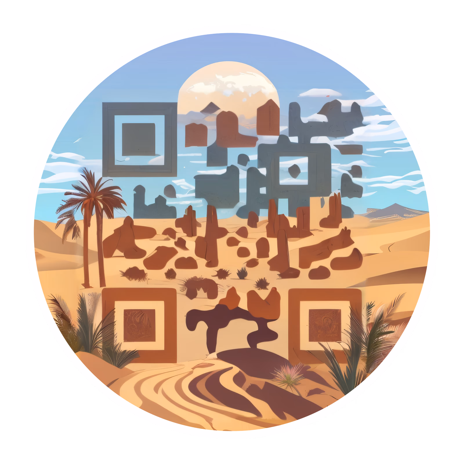 Пустынные дюны, векторный QR-код для наклеек — изображение 1