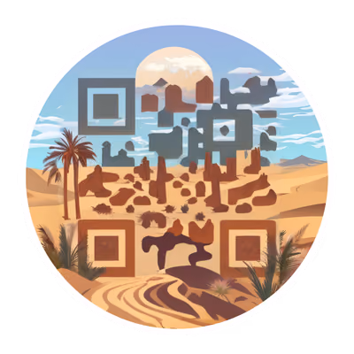 Пустынные дюны, векторный QR-код для наклеек — изображение 1