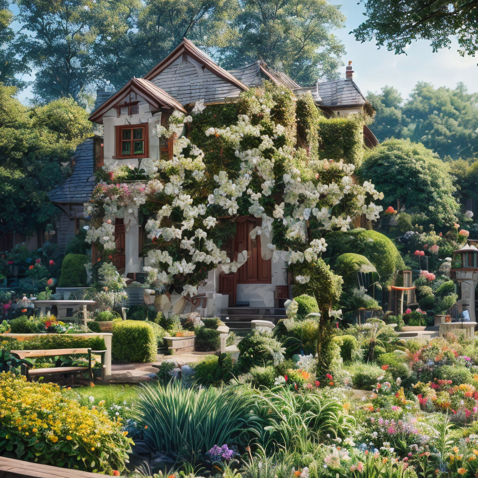 Cottage Garden Photorealistic QR Code Art — image 1