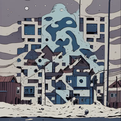 Snowy Town Comic Panel QR Code for Book Covers — image 1
