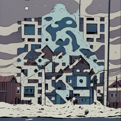 Snowy Town Comic Panel QR Code for Book Covers
