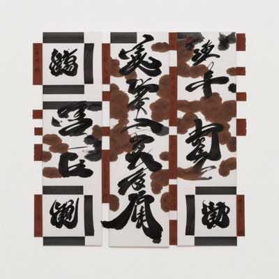 Свитки с курсивной каллиграфией кистью: QR-код