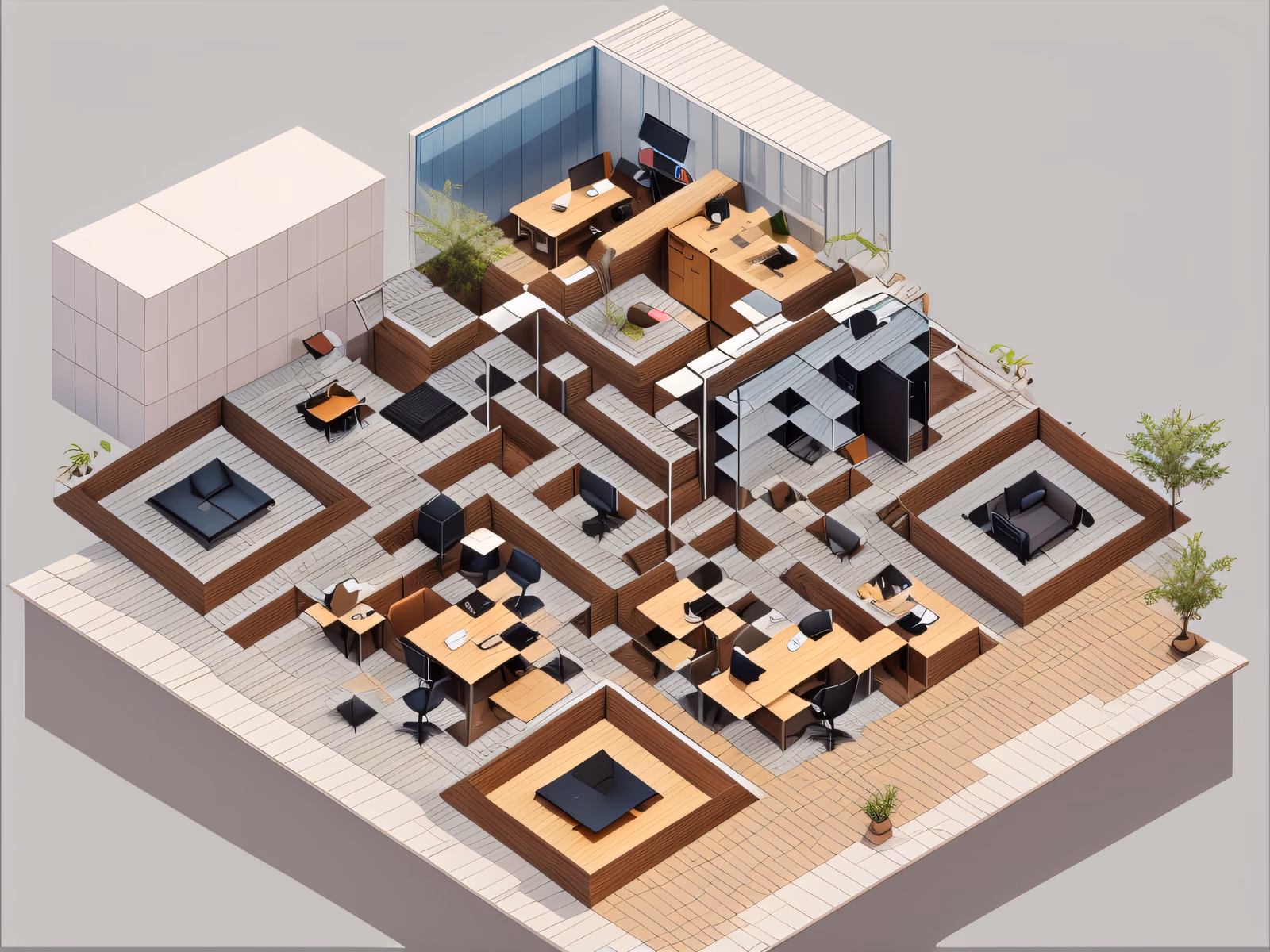 Isometric Modern Office 3D QR Code — image 1