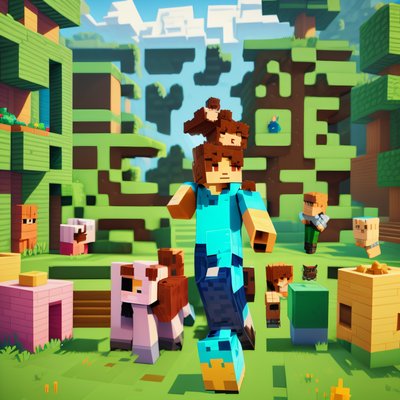 Blocky Game World Voxel QR Code for Posters