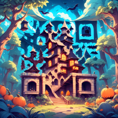 Haunted Castle Halloween Game Art QR Code for Posters — image 1