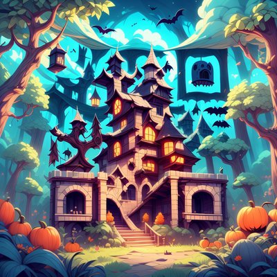 Haunted Castle Halloween Game Art QR Code for Posters