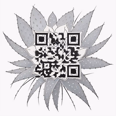 Cactus Flower Ink Tattoo Flowers QR Code for Temporary Tattoos — image 1