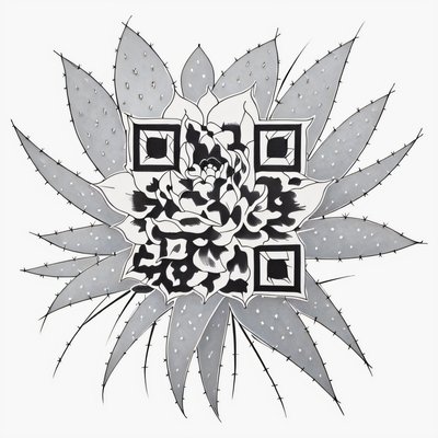 Cactus Flower Ink Tattoo Flowers QR Code for Temporary Tattoos