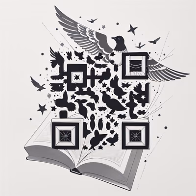 Open Book Birds Ink Tattoo QR Code for Temporary Tattoos — image 1