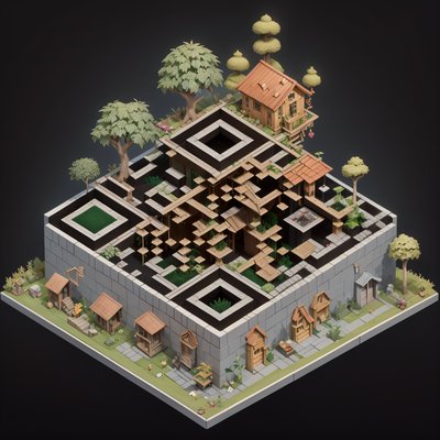 Isometric Treehouse Village Diorama QR Code for Posters