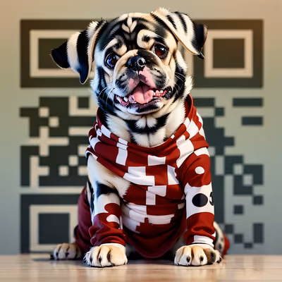 Pug in Red Sweater 3D QR Code for Stickers — image 1