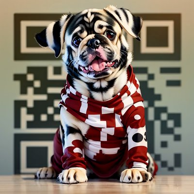 Pug in Red Sweater 3D QR Code for Stickers