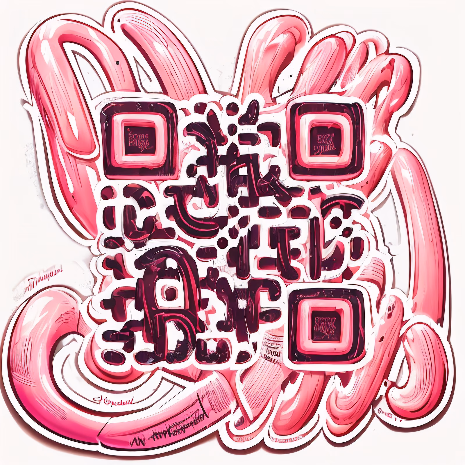 Pink Graffiti Lettering Symbol QR Code for Stickers — image 1