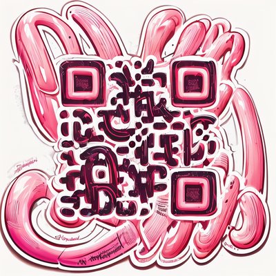 Pink Graffiti Lettering Symbol QR Code for Stickers