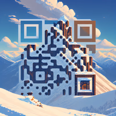 像素风雪山二维码艺术 — 图片 1