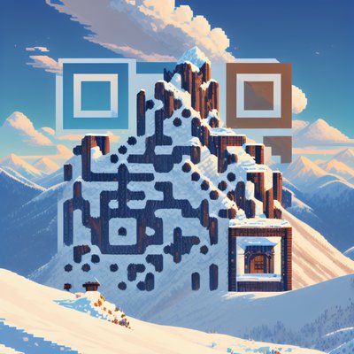 像素风雪山二维码艺术