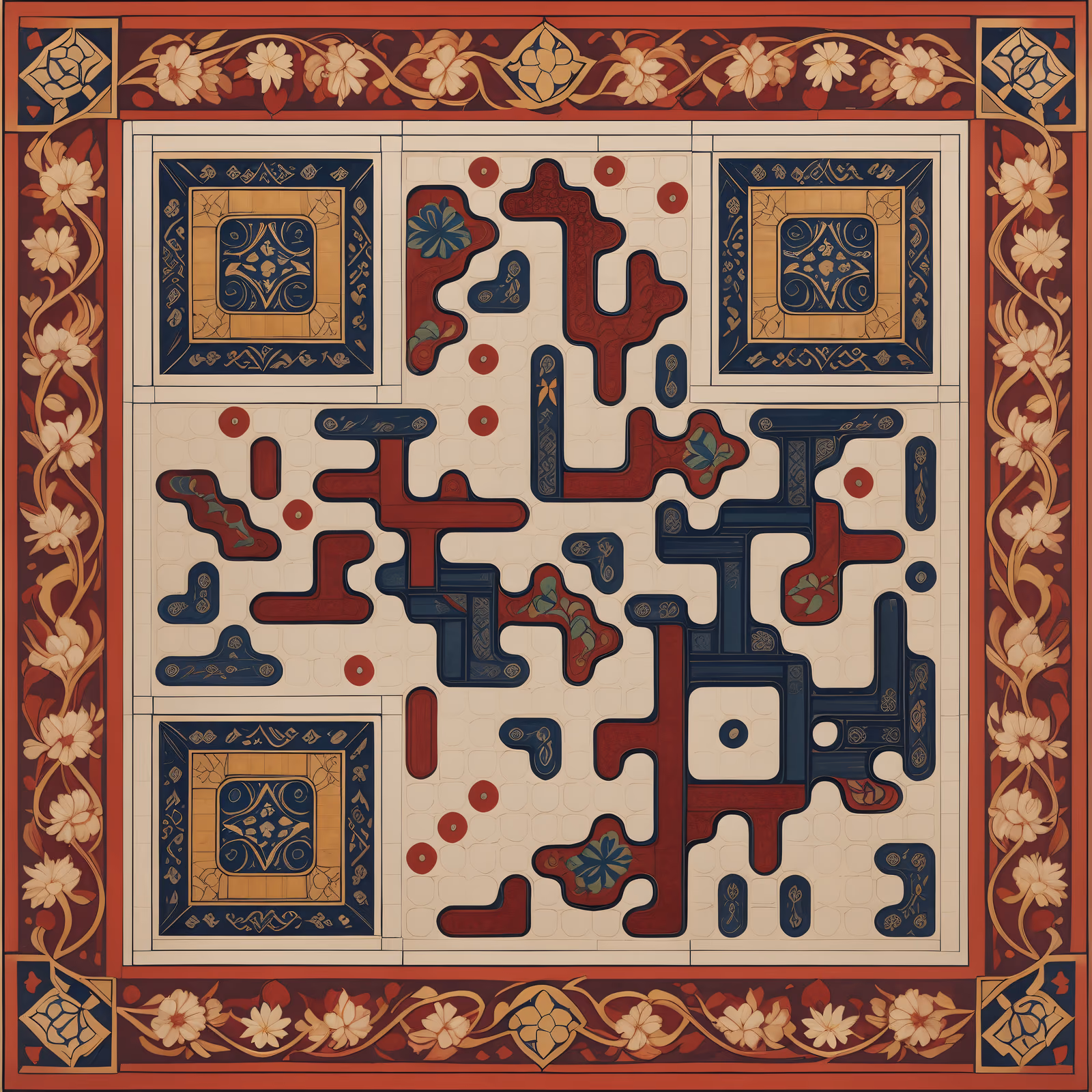 Персидский ковёр с цветочной плиткой: QR-код — изображение 1