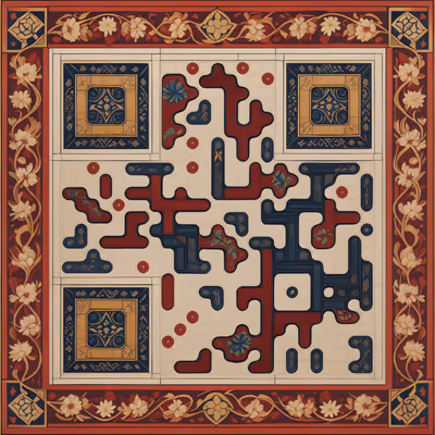 Персидский ковёр с цветочной плиткой: QR-код — изображение 1