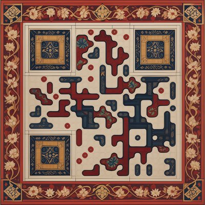 Persian Carpet Floral Tile QR Code Art