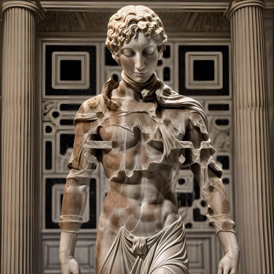 Classical Marble Statue Photorealistic QR Code Art