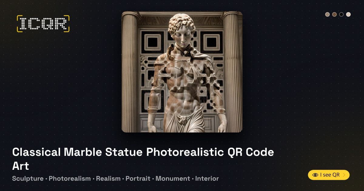 Classical Marble Statue Photorealistic QR Code Art • ICQR
