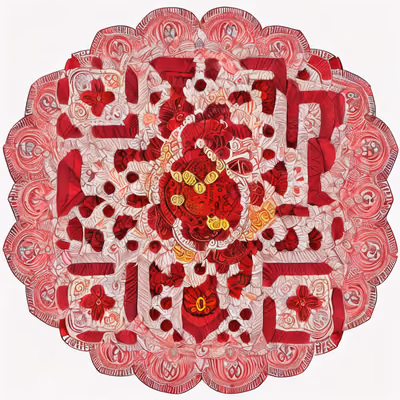 Red Floral Mandala Ornament QR Code Art — image 1