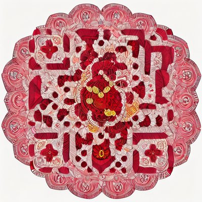 Red Floral Mandala Ornament QR Code Art