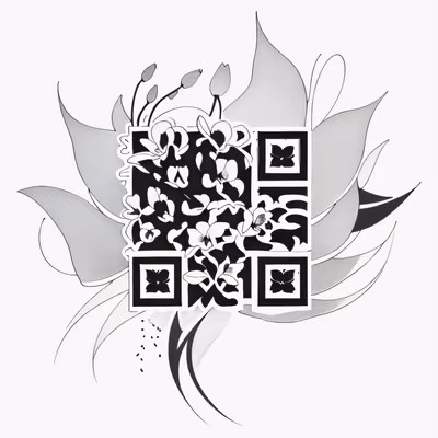 兰花刺青二维码设计,适用于临时纹身 — 图片 1