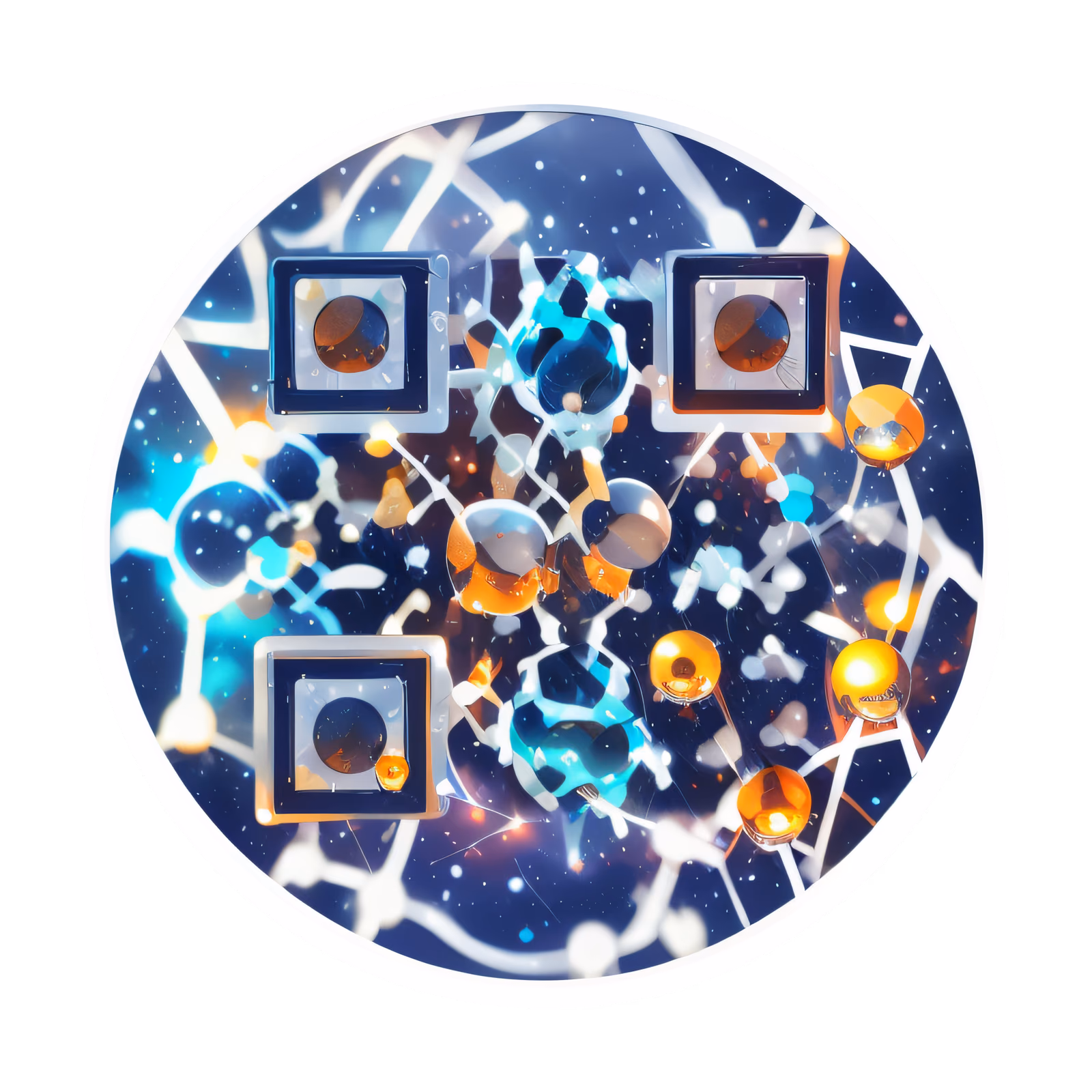 Molecular Network Vector QR Code for Stickers — image 1