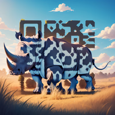 Rhino in Savanna Digital Painting QR Code for Posters — image 1