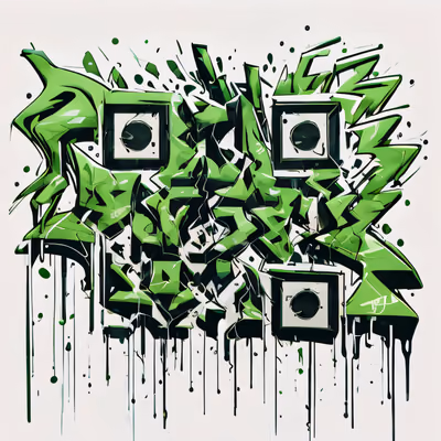 Green Wildstyle Graffiti Lettering QR Code for Apparel — image 1