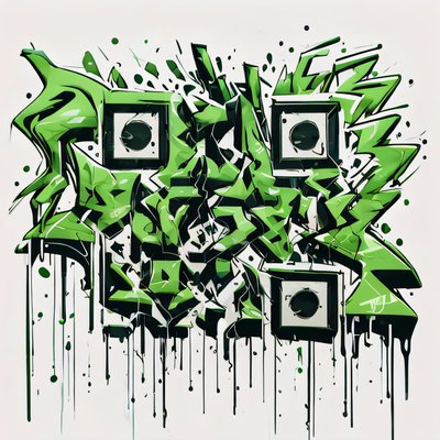 Green Wildstyle Graffiti Lettering QR Code for Apparel