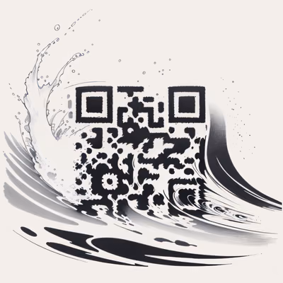 Океанская волна в технике татуировки тушью: QR-код — изображение 1