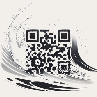Океанская волна в технике татуировки тушью: QR-код