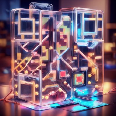 Glass Tech Cube 3D Render QR Code