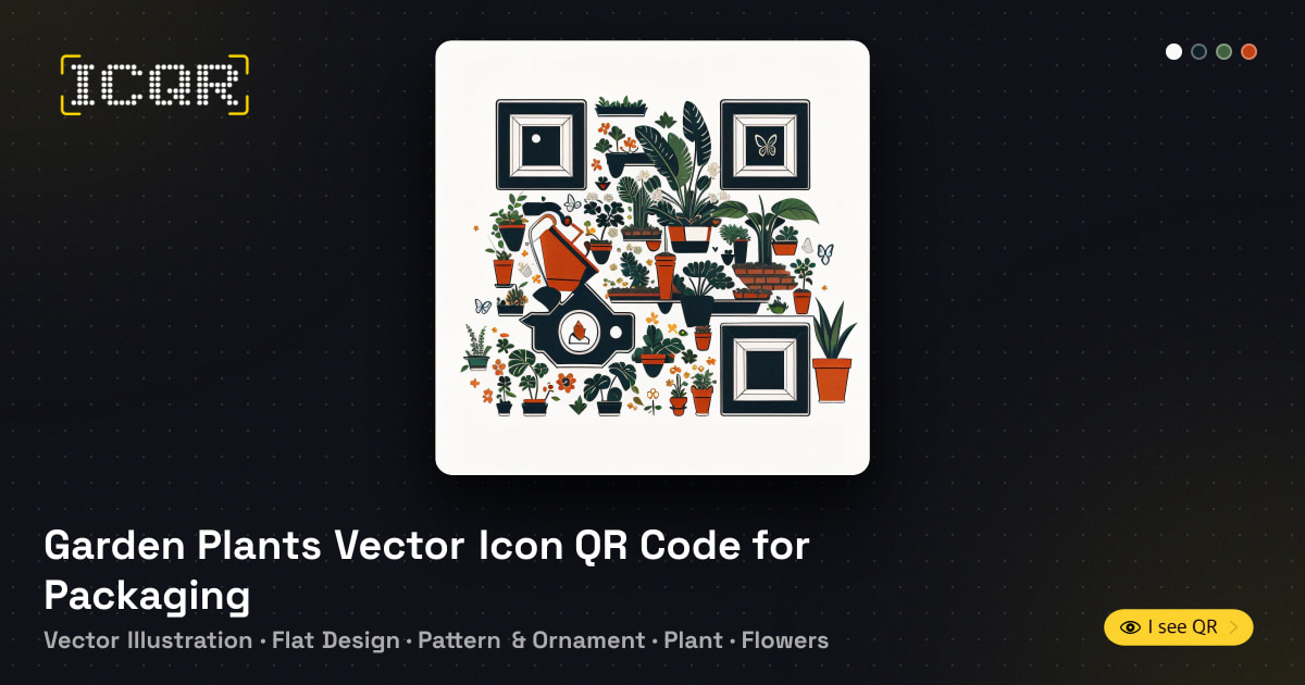 Garden Plants Vector Icon QR Code for Packaging • ICQR