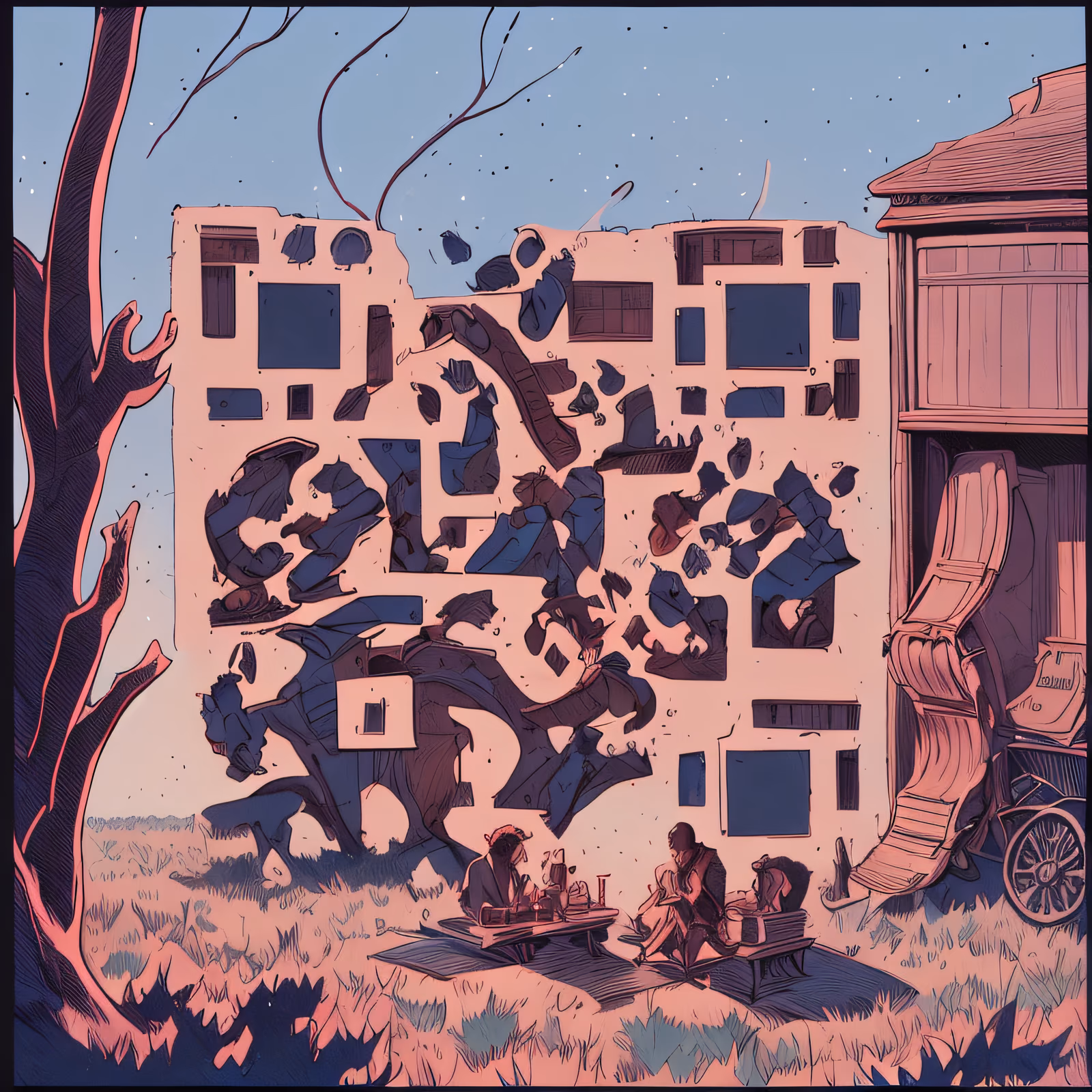 Ruined Wall Dusk Comic Book QR Code for Posters — image 1