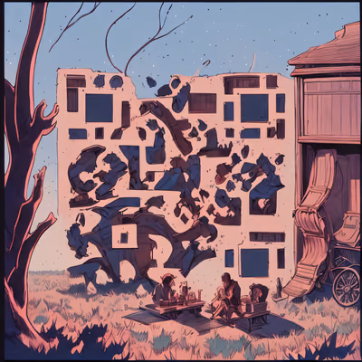 Ruined Wall Dusk Comic Book QR Code for Posters — image 1