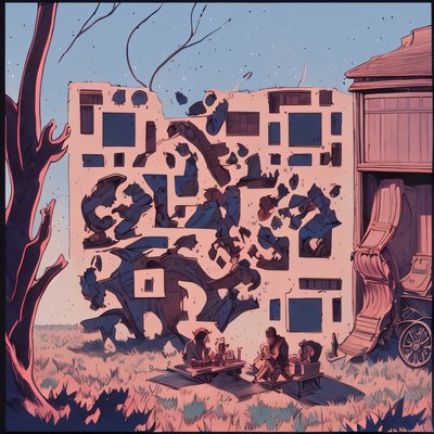 Ruined Wall Dusk Comic Book QR Code for Posters