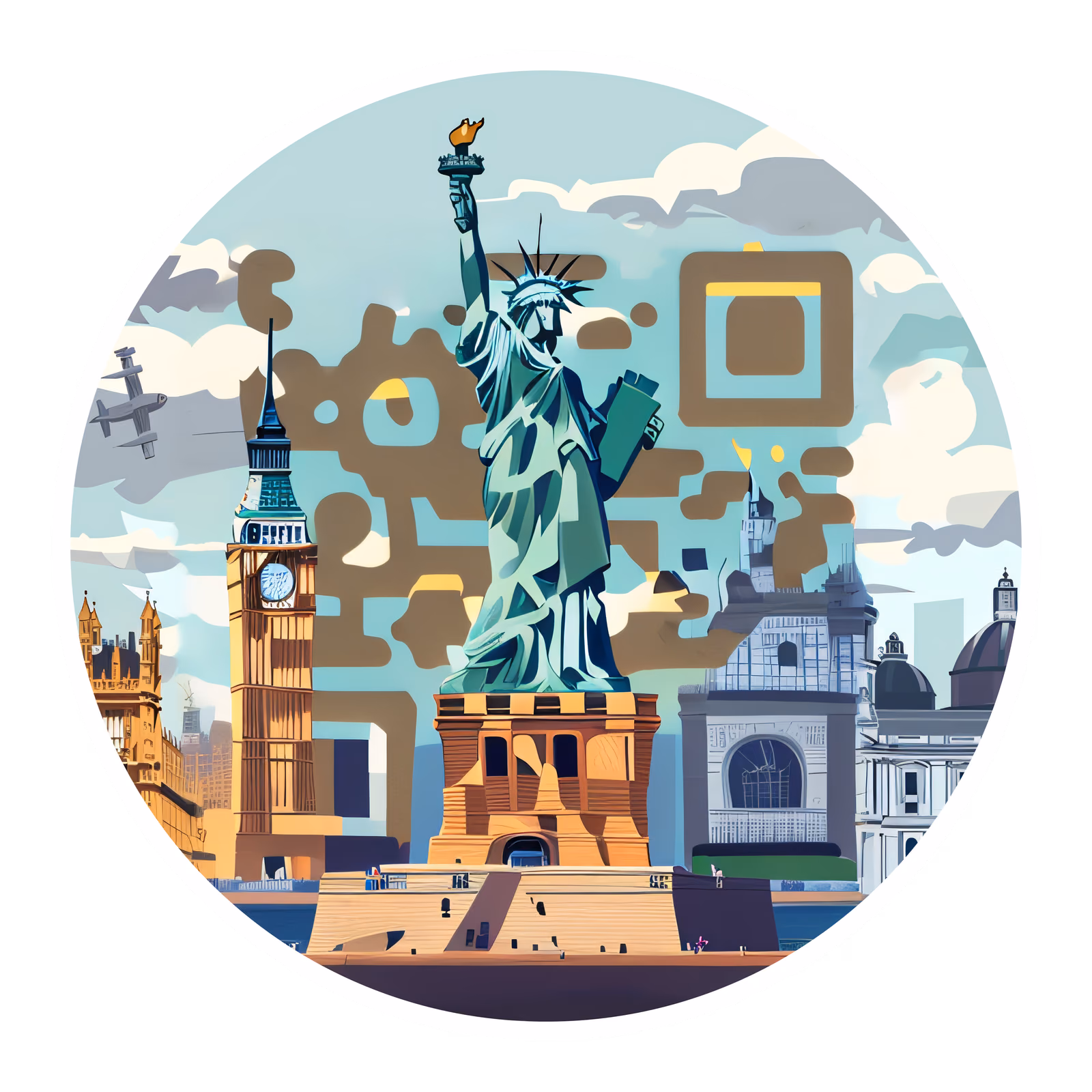 Landmarks Vector Illustration QR Code for Stickers — image 1