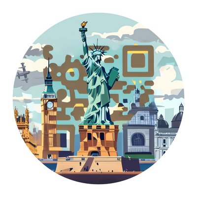 Landmarks Vector Illustration QR Code for Stickers