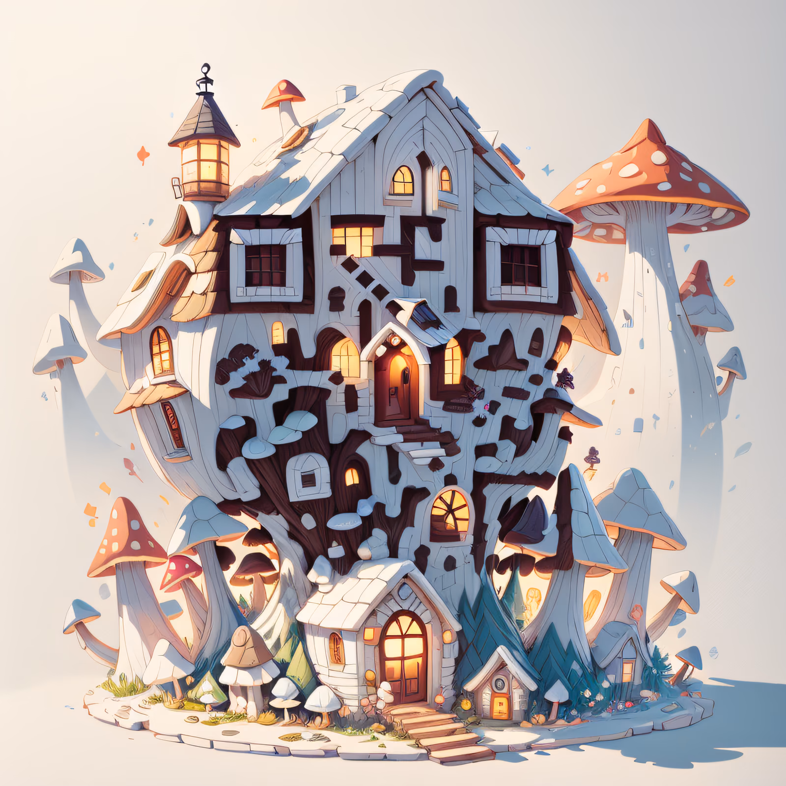 QR-код в игровом арте с домом-грибом для постеров — изображение 1