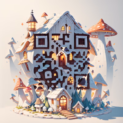 QR-код в игровом арте с домом-грибом для постеров — изображение 1