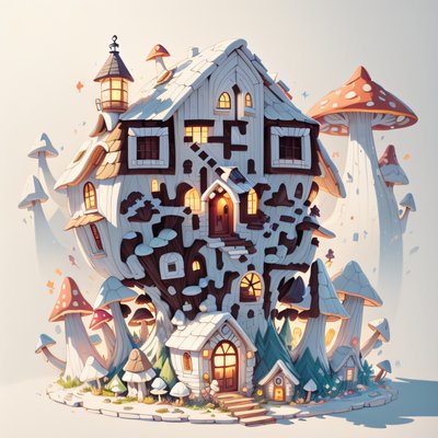 Mushroom House Game Art QR Code for Posters